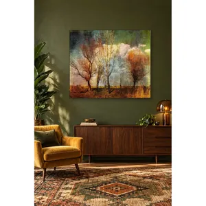 Impression sur toile Fida : Arbres d'automne sous un ciel texturé - Product Image 4