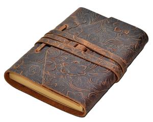 Flower Embossed <b>Leather</b> Journal, Notebook Antique Handmade Kraft Paper <b>Leather</b> Diary Best Gift Journal for Men Women - Product Image 1
