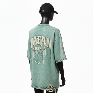 Camiseta de Algodón Premium para Mujer, Lavado Ácido, Jersey, GSM Suave y Transpirable, Corte Holgado, Logotipo Personalizado con Bordado y Apliques - Product Image 5