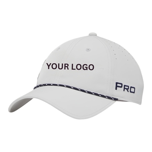 <b>Waterproof</b> Breathable Performance Golf Cap 6-Panel Perforated <b>Hat</b> With Custom 3D Embroidery Logo Velcro Closure For Goft Event - Product Image 5