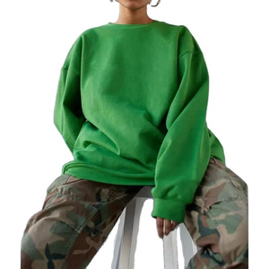 Performance femmes jumbo logo personnalisé goutte épaule pull à col rond sweat coton français tissu éponge o cou sweat-shirts - Product Image 1