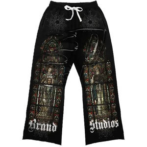 100% coton unisexe personnalisé pleine fermeture éclair survêtement léger surdimensionné imprimé pantalons de survêtement à capuche grande taille hiver en gros pour adulte - Product Image 4