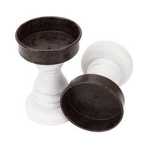 Metal and Wood <b>Candle</b> Holder <b>Set</b> of 2 Perfect for Home Dining Table Indoor Outdoor and Event Decor Stylish Accent - Product Image 4