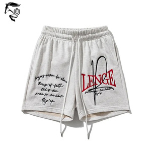 Pantalones cortos de sudor de felpa francesa transpirables de secado rápido para hombre, ropa de calle bordada, patrón Jogger, cordones personalizados, elásticos 6XL - Product Image 5