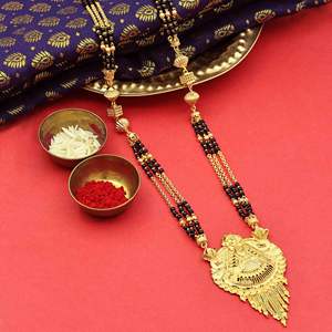 Vente en gros 24K Micro Or Rempli Long Pendentif Mangalsutra Usage Quotidien Finition Or Mangalsutra Mariage Traditionnel Long Mangalsutra - Product Image 1