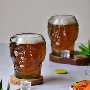 Ensemble de six bouteilles à liqueur en verre réutilisables écologiques, étanches et vintage, pour cocktails, jus, utilisation sur le bureau, style Old Monk - Product Image 1