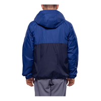 Veste d'hiver Vintage pour hommes coupe régulière manches longues noir bleu contraste couleur fermeture éclair mouche capuche Logo personnalisé conception OEM toile