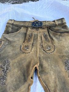 Pantalones Cortos de Cuero para Hombre, Bordados, de Cintura Media, de Gamuza, Estilo Bávaro, para Oktoberfest, Resistentes al Viento y Transpirables - Product Image 3