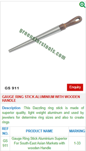 <b>Gauge</b> Ring Stick Aluminium Wooden Handle Ring Sizing <b>Tool</b> Jewelry Making <b>Measurement</b> | Item No GS-911 - Product Image 2