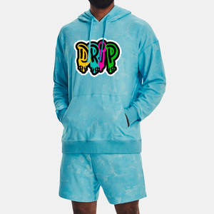 Vente en gros de vêtements pour garçons unisexes short à capuche d'hiver grande taille pour hommes logo personnalisé marque privée motif solide imprimé été - Product Image 1