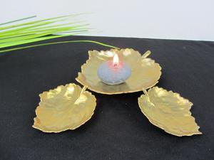 Ensemble de 3 bols décoratifs en forme de feuille pour la présentation de noix, de bonbons et de fruits secs, élégant centre de table et décoration d'intérieur - Product Image 5