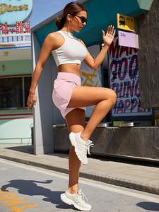 Short femme short athlétique taille haute short élastique imperméable de gymnastique et d'entraînement avec poche pour la course et le sport - Product Image 6