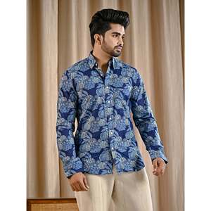 Chemise décontractée en coton à imprimé floral et à pois bleus, 100% popeline, manches longues, tailles XL à 6XL, ODM Fashion - Product Image 5