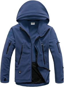 Chaqueta Softshell personalizada para hombre, capucha extraíble, forro polar, repelente al agua, transpirable, abrigo reflectante para exteriores de talla grande - Product Image 3