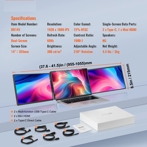 จอขยายพกพาสำหรับแล็ปท็อป ขนาด 14 นิ้ว FHD 1080P 165Hz หน้าจอ IPS 145% SRGB - Product Image 3