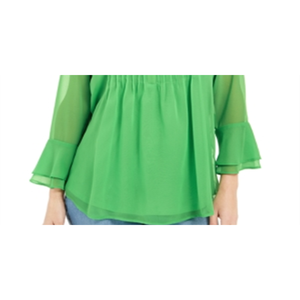 Blusa de Gasa Verde con Doble Volante y Pliegues para Mujer, Talla XL, de Charter Club - Product Image 3