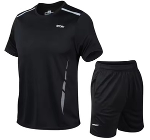 Ensembles de course à séchage rapide pour hommes, respirants, pour la randonnée, la pêche, T-shirt court, doux, élastique, tenues de sport pour la salle de gym, sports de plein air - Product Image 1