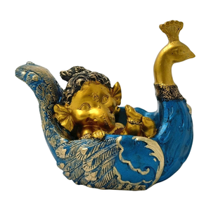 Resin Statue Ganesh Ji Handmade Hand-painted Traditional Religious <b>Home</b> Wedding <b>Decoration</b> Sitting on the Duck - Product Image 1