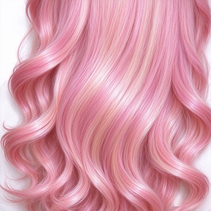 Sakura Pink Anime Style Wavy Synthetic <b>Wig</b> for Women, Pastel Pink <b>Curly</b> <b>Wig</b> for Cosplay Party Costume and Fashion Styling - Product Image 4