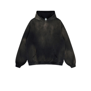 2024 hommes de haute qualité 100% coton lavé à l'acide hiver polaire à capuche multicolore imprimé solide motif à capuche col en gros - Product Image 6