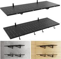 Étagères murales de garage JH-Mech, lot de 1, comprenant 2 crochets pour vélos, étagères murales multifonctionnelles en acier thermolaqué