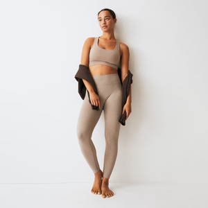 Custom Naked Feeling Sportswear Active Gym Fitness Set Sports Bra V Cut Waist <b>Leggings</b> With <b>Pockets</b> Fitness Women Workout Sets - Product Image 3