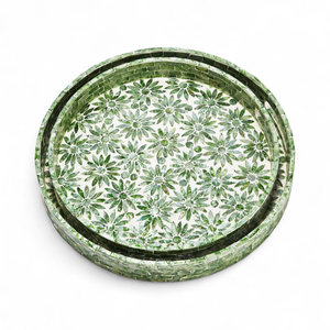 Plateau en nacre fait à la main, plateau de service décoratif, incrustation de coquillages naturels, écologique, pour la maison et la cuisine - Product Image 1