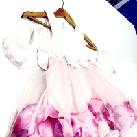 Robe de soirée élégante pour petites filles, en mousseline et satin, écologique, à fines bretelles, motif, longueur cheville