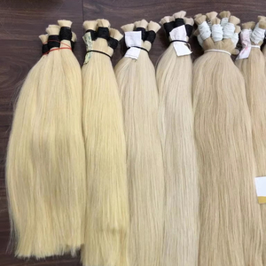 Extensions de cheveux Remy 100% vierges, double trame, cheveux humains vierges, fabrication vietnamienne, blond, lisses et ondulés, haute qualité - Product Image 1