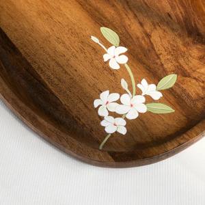 Plateau ovale en bois de manguier écologique Bella 13 pouces x 10 pouces x 0,6 pouces Peint à la main Passe au lave-vaisselle Biodégradable pour cadeaux - Product Image 2