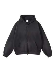 Sudadera con Capucha de Algodón 100%, Estilo Desgastado, con Hombros Caídos, Lisa, de Lujo, con Lavado Ácido Personalizado para Hombre - Product Image 2