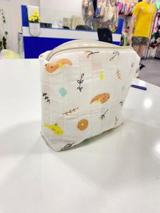 Bolsa de maquillaje cosmético de viaje de lona de algodón orgánico ecológico Vintage clásico cremallera cocodrilo bolsas de muselina de algodón de moda - Product Image 2