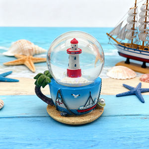 New Hot Sale Miniature Glass Snow Globe with Lighthouse - Marine Theme Ocean Decor Home <strong>Desk</strong> Decor Gift - Product Image 1