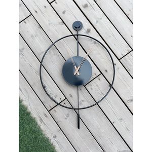 <b>Modern</b> Charcoal Black Ring Metal Wall <b>Clock</b> Single Face 3D Decorative Korean Style Round Edge 24x28 Inch Watches - Product Image 1
