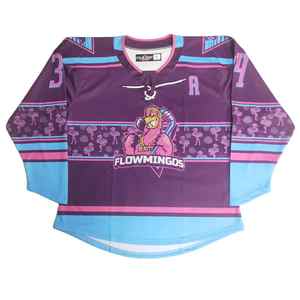 เสื้อฮอกกี้น้ำแข็งผู้ชาย พิมพ์ลายดิจิทัล ราคาโรงงาน รับทำตามสั่ง พร้อมบริการ OEM ผลิตจากโพลีเอสเตอร์ 100% - Product Image 5