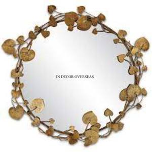 Simple Classic Look Gold Plated Heavy Duty Metal Gold Plated Fancy Framed Round Shape Wall Mirror For Home & Hotel Decor <b>Supply</b> - Product Image 2