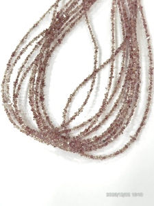 Cuentas de Cuarzo Herkimar con Recubrimiento de Diamante, Color Rosa Fresa Natural, Calidad AAA, Tamaño 2-3 mm - Product Image 3