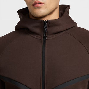 Ensemble deux pièces en molleton technique pour homme, 100% coton, respirant, personnalisable, marron, léger, style streetwear, décontracté, quotidien, hiver, personnalisé - Product Image 3