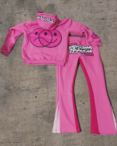 Conjunto de chándal de forro polar de dos piezas transpirable 3D personalizado para invierno, de algodón extragrande, con joggers acampanados - Product Image 6