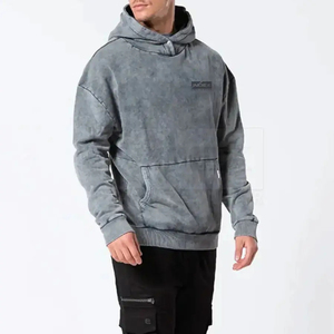 INDEX <b>Men's</b> Hooded Sweatshirt Solid Gray 100% Cotton French Terry Casual Autumn Wear Breathable Regular Fit - Product Image 2