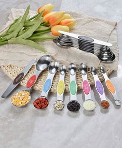 Juego de Cucharas Medidoras Magnéticas de Doble Cara con Logotipo Personalizado, 8 Piezas, Acero Inoxidable 430, Doble Cabeza, en Oferta - Product Image 1