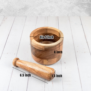 Utensilios de cocina de mortero y Maja de madera maciza de primera calidad para moler especias, decoración del hogar y uso en restaurantes, proveedor de India - Product Image 3