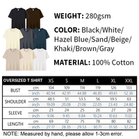 T-shirts personnalisés avec logo, 100% coton, grande taille, pour hommes, 280 GSM, coton, coupe ample, décontractés, unis