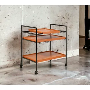 Carrito de Té y Café de Cerámica Elegante Hecho a Mano, Ecológico, Moderno, con Acabado Dorado, Carrito de Cócteles con Ruedas, Zahid Exports - Product Image 6