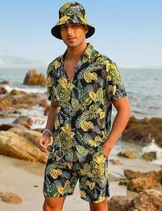 Ensemble de vêtements de sport décontractés d'été pour hommes, respirant, style hawaïen, confortable, polo à fermeture éclair quart, short bas, short chaud - Product Image 2