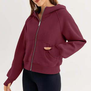 Sudadera con Capucha de Punto para Mujer, Otoño-Invierno, Forro Polar, Manga Larga, Color Sólido, Transpirable, Antipilling, Cierre Frontal - Product Image 4