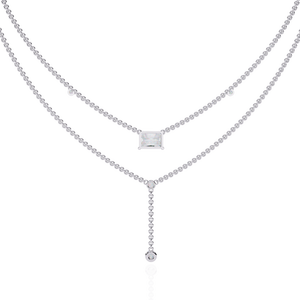 สร้อยคอทองคำ 18K สำหรับสุภาพสตรี ประดับเพชรเพาะเลี้ยง สวยงาม - Product Image 1