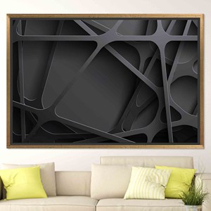 Art mural 3D abstrait noir moderne : Toile imprimée, TOILE ENCARTÉCHÉE DANS UN CADRE DORÉ - Product Image 1
