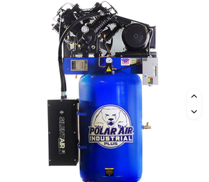 Compresseur d'air silencieux industriel OEM en métal pour bricolage, 7,5 CV, 80 gallons, vertical, 2 étages, 31 CFM, 230 V, monophasé, avec système de vidange automatique - Product Image 3