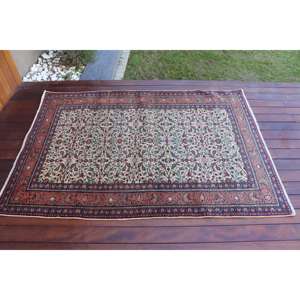 พรมตุรกีขนาด 3.9x5.6 ฟุต พรมลายวินเทจ พรมลายดอกไม้สีแดงน้ำเงิน - Product Image 3